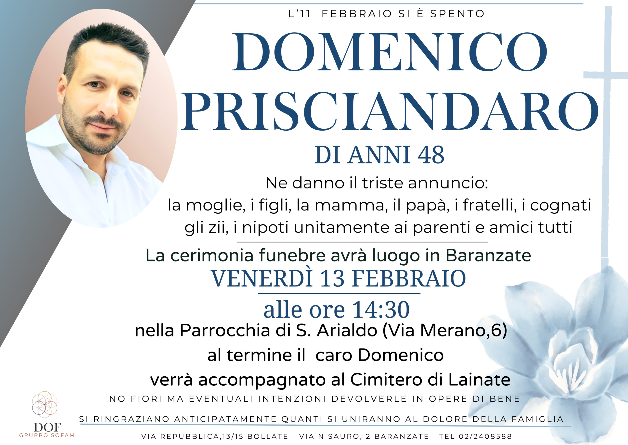 Necrologio di Domenico Prisciandaro