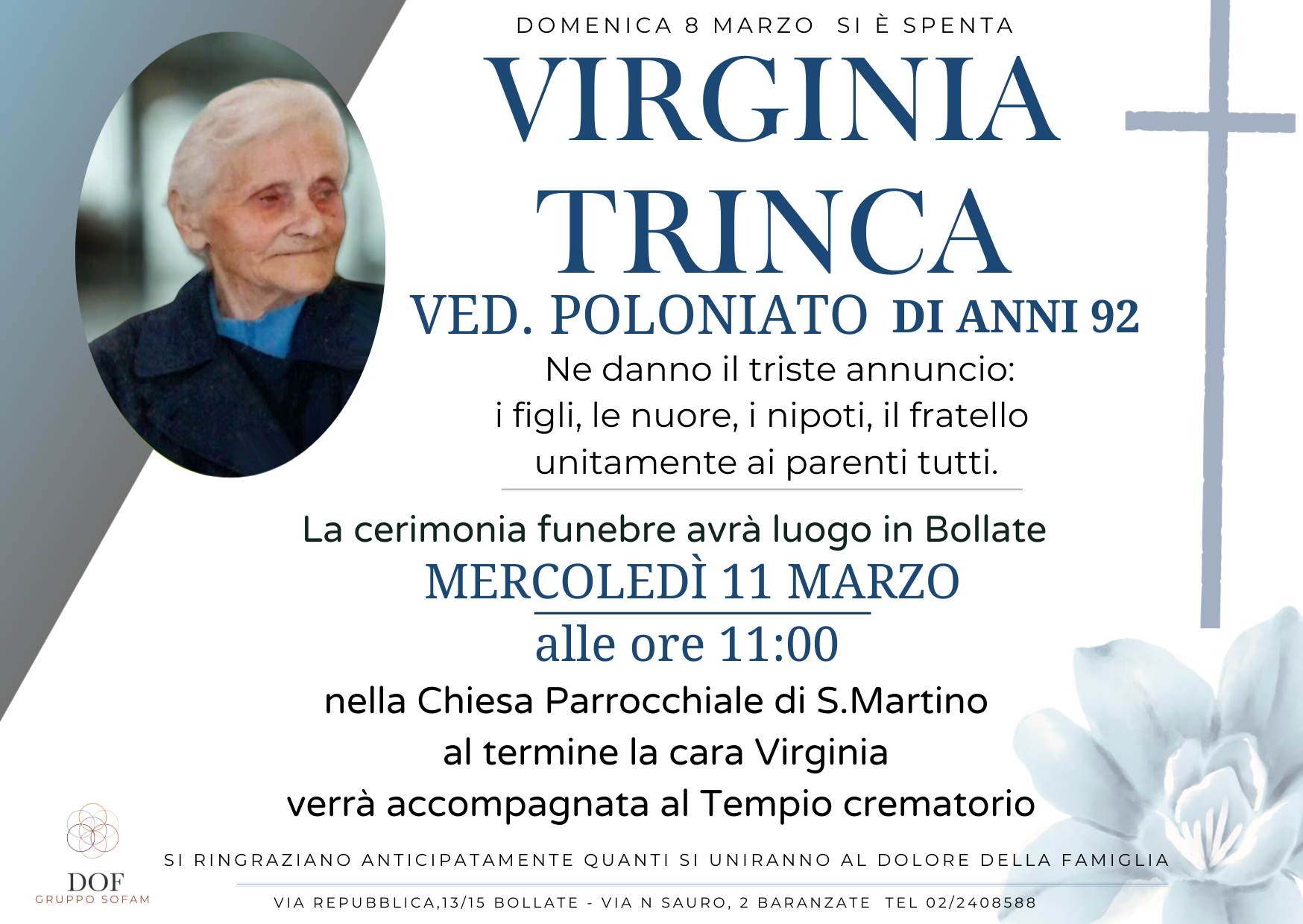 Necrologio di virginia trinca