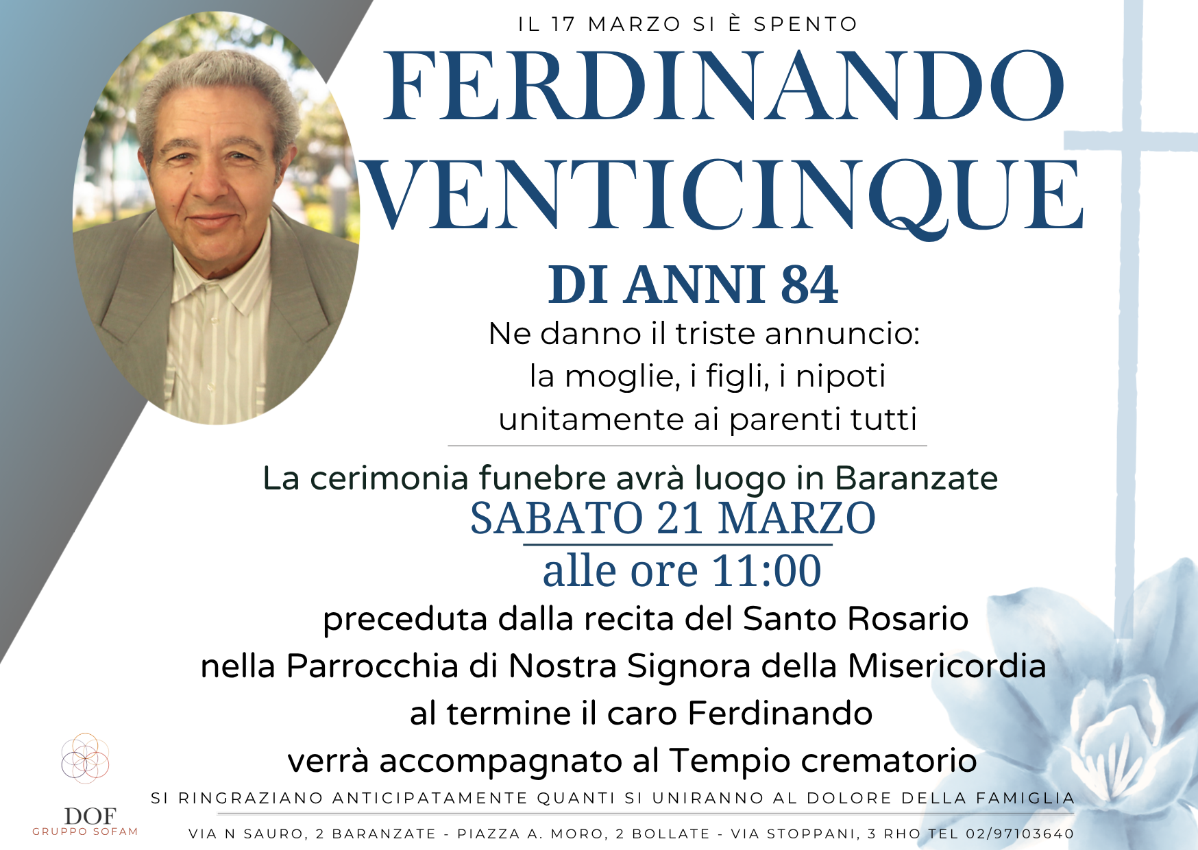Necrologio di Ferdinando Venticinque