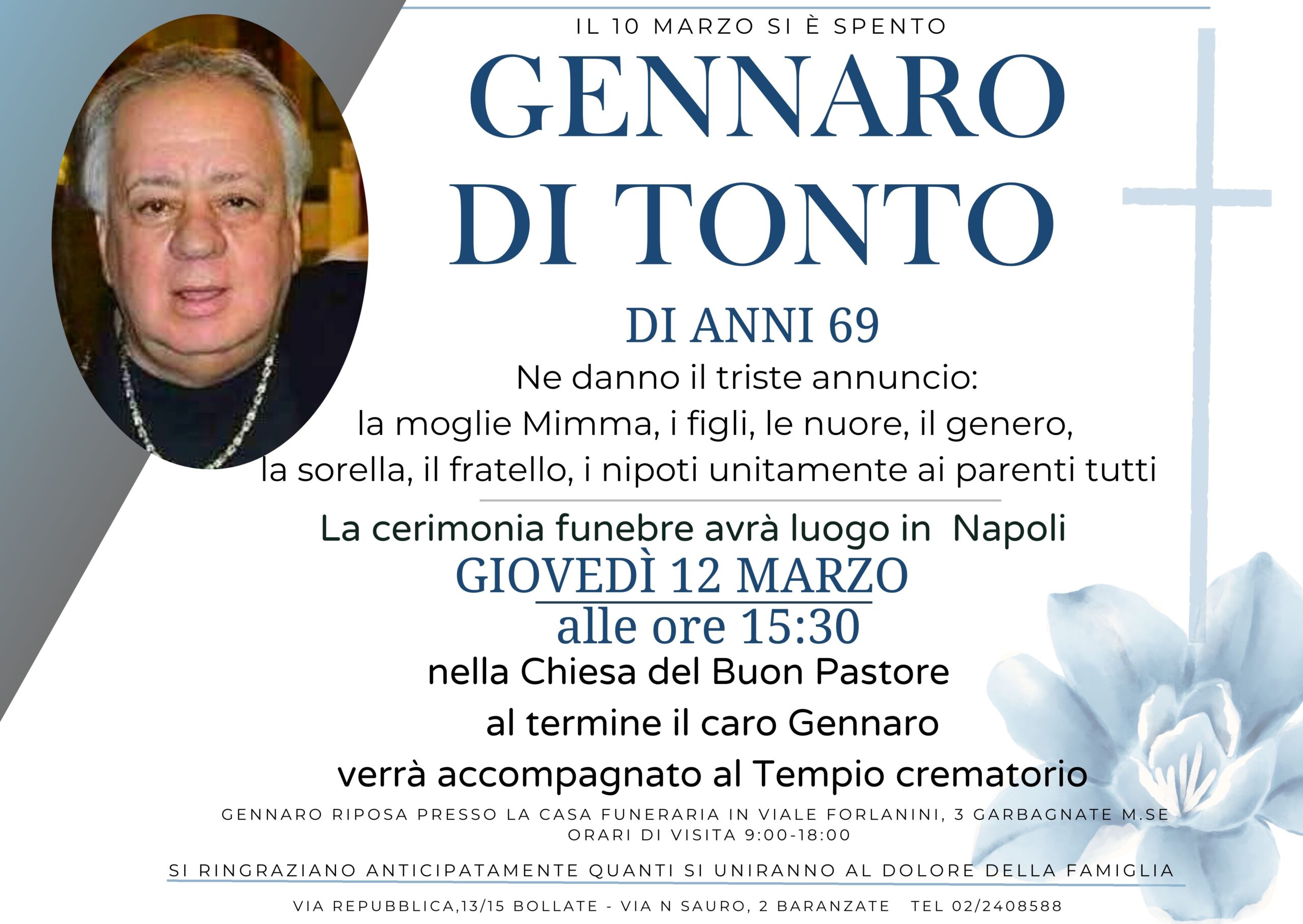 Necrologio di Gennaro Di Tonto