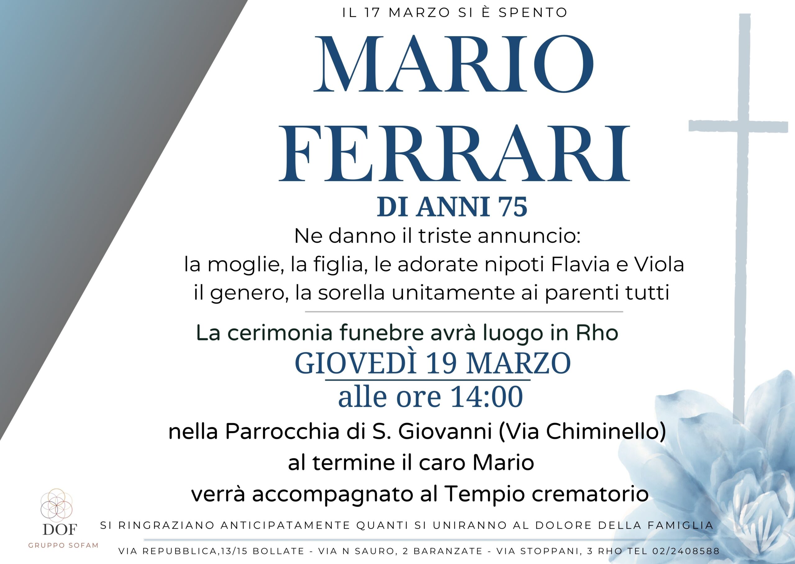 Necrologio di Mario Ferrario