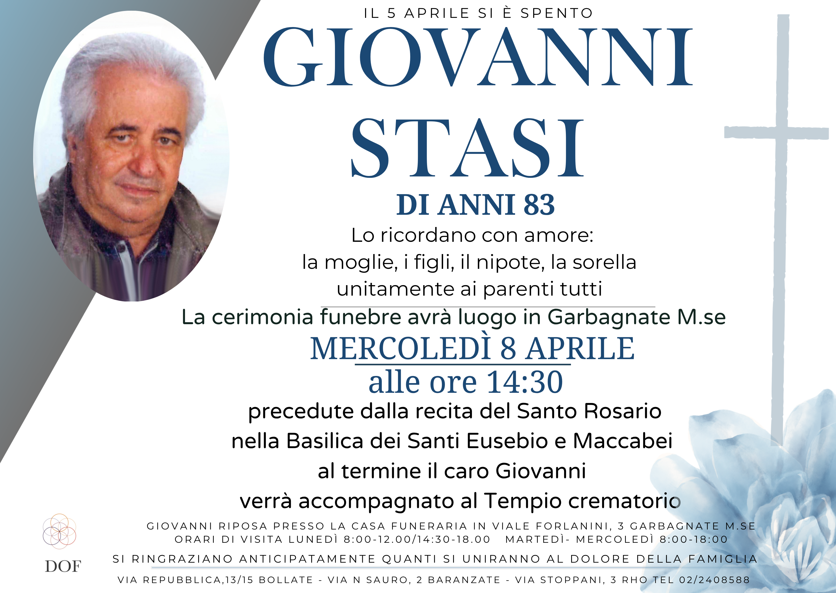 Necrologio di giovanni  stasi