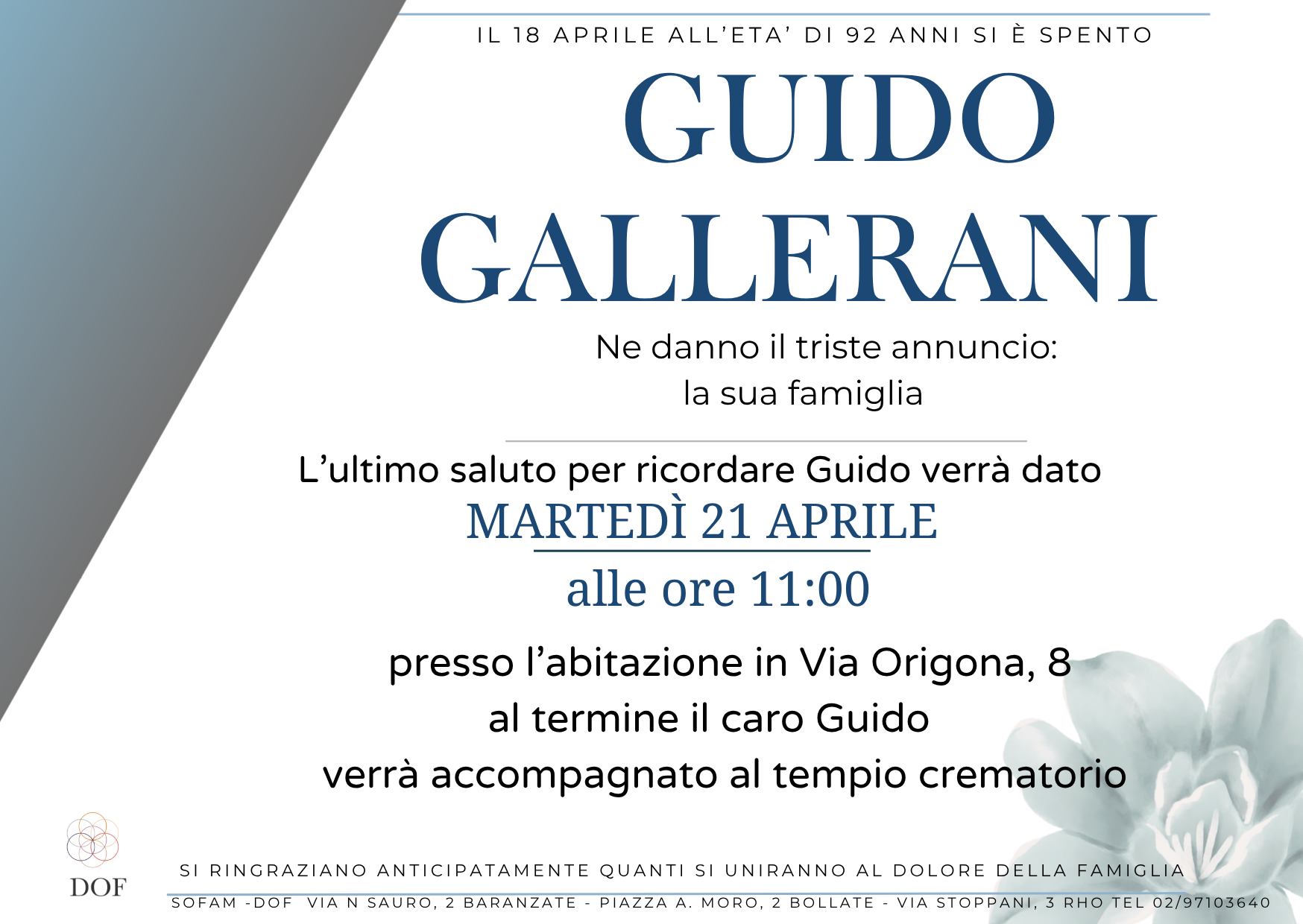 Necrologio di guido gallerani