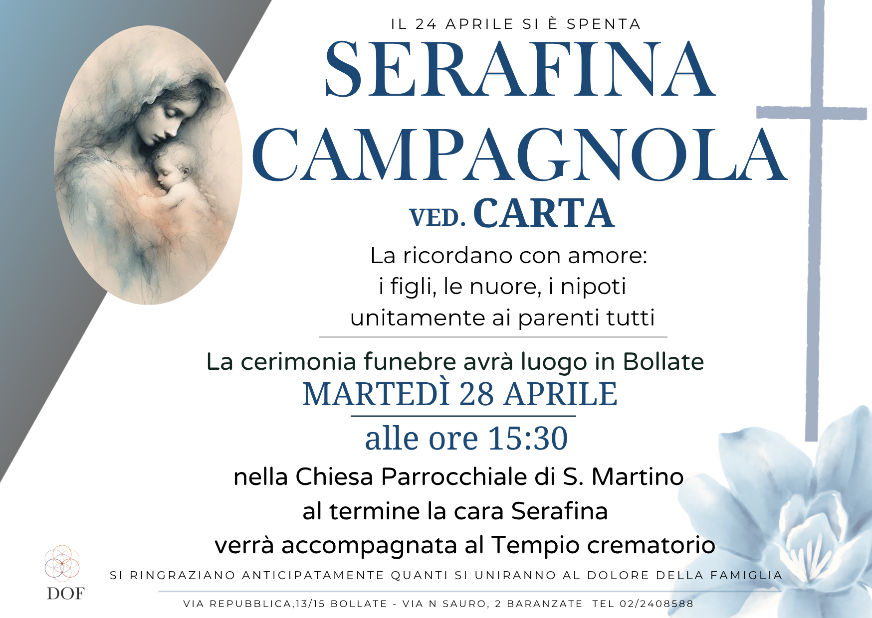 Necrologio di SERAFINA CAMPAGNOLA