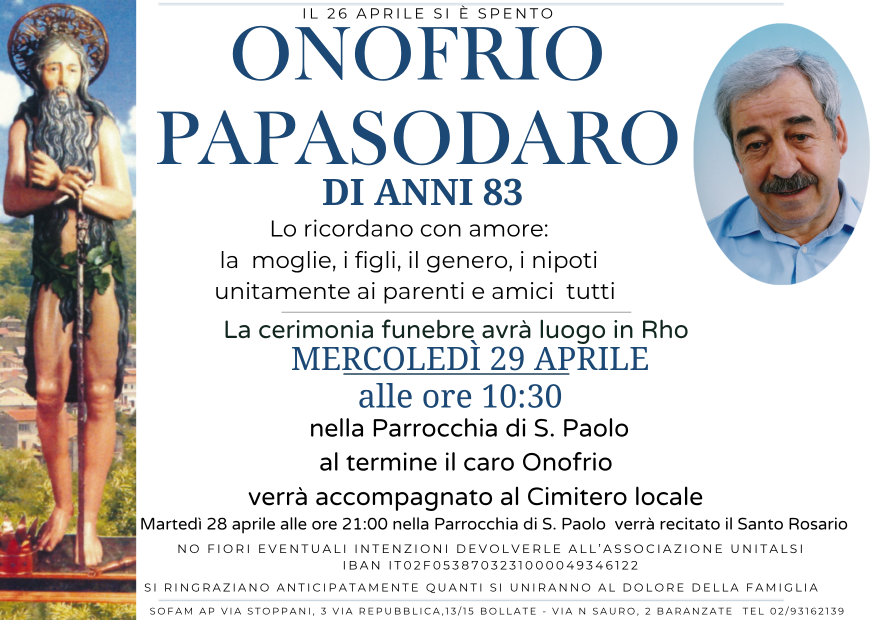 Necrologio di ONOFRIO PAPASODA