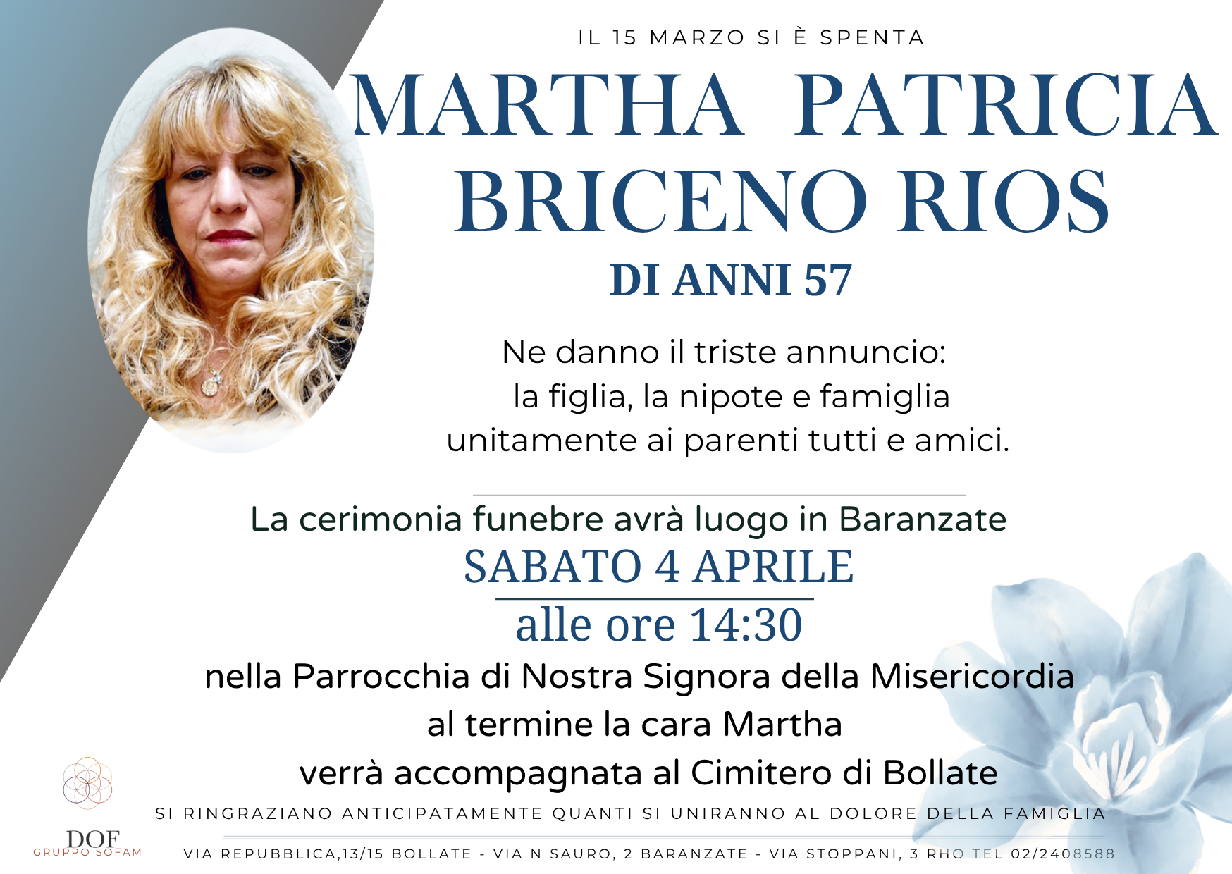 Necrologio di martha patricia briceno rios
