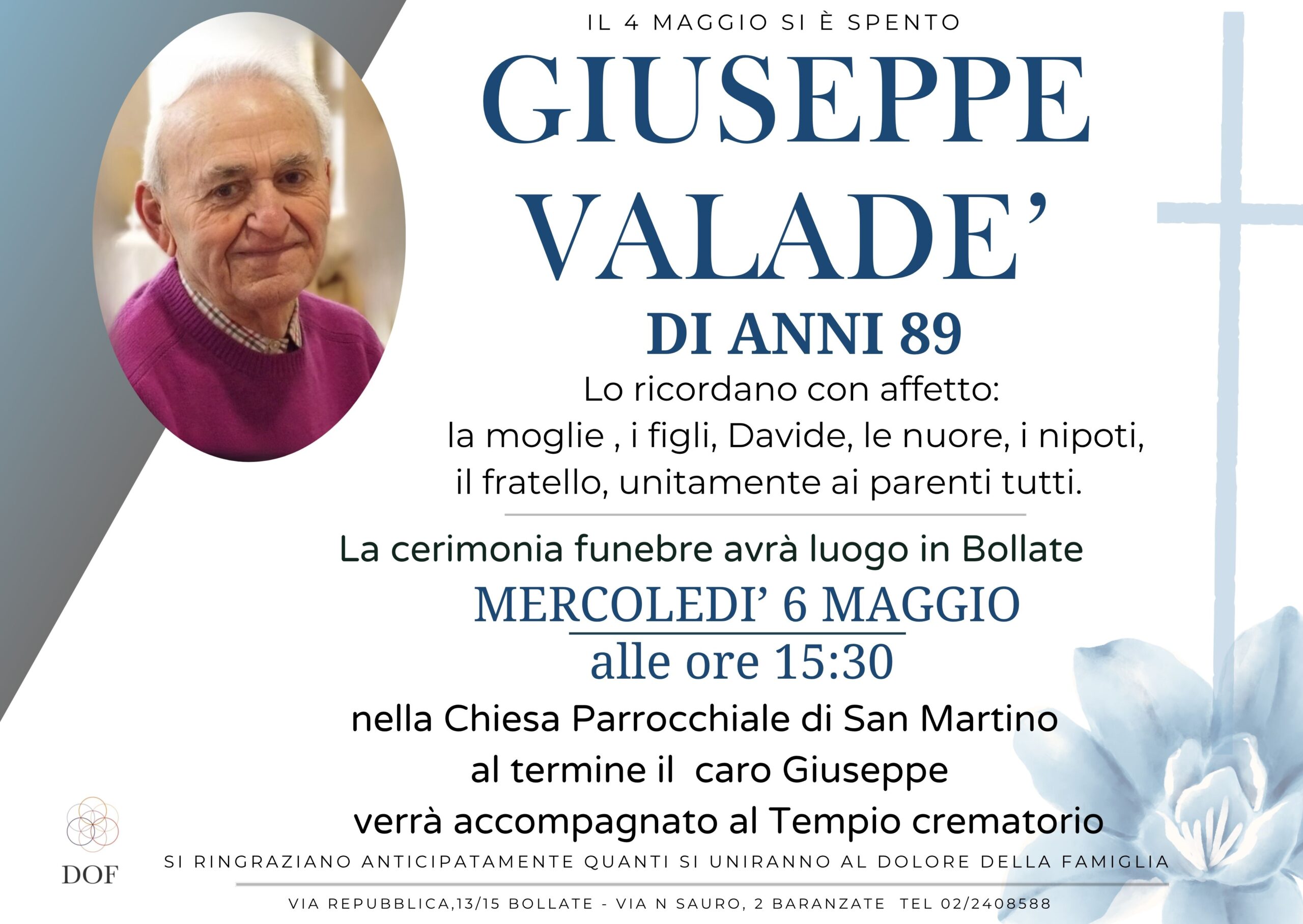 Necrologio di Giuseppe Cesare Valade'