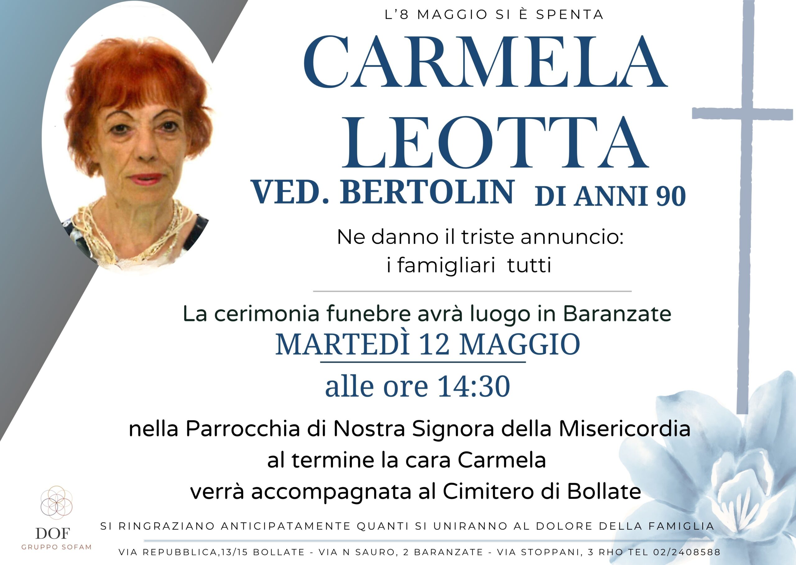 Necrologio di Carmela Leotta