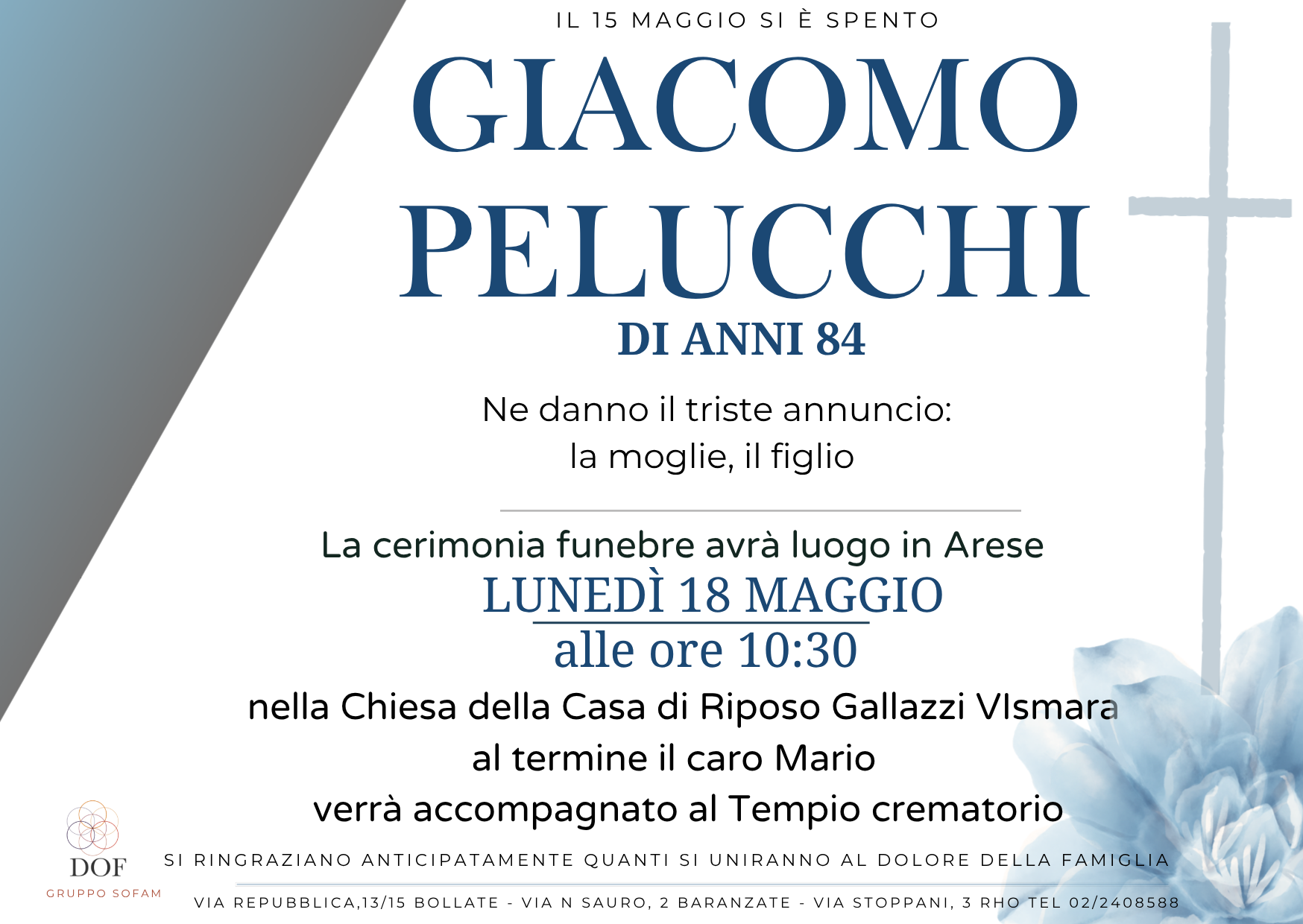 Necrologio di GIACOMO PELUCCHI