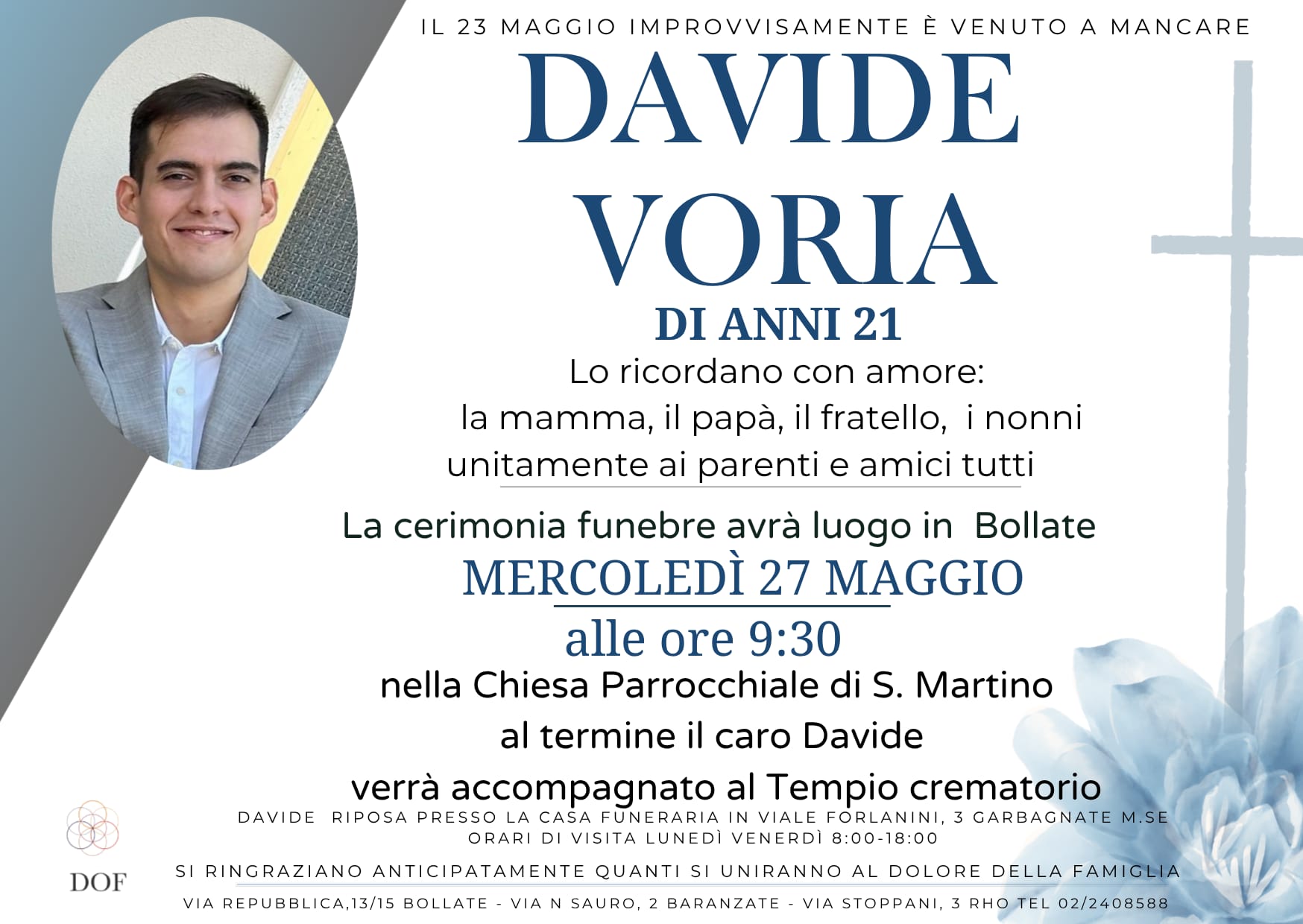 Necrologio di DAVIDE VORIA