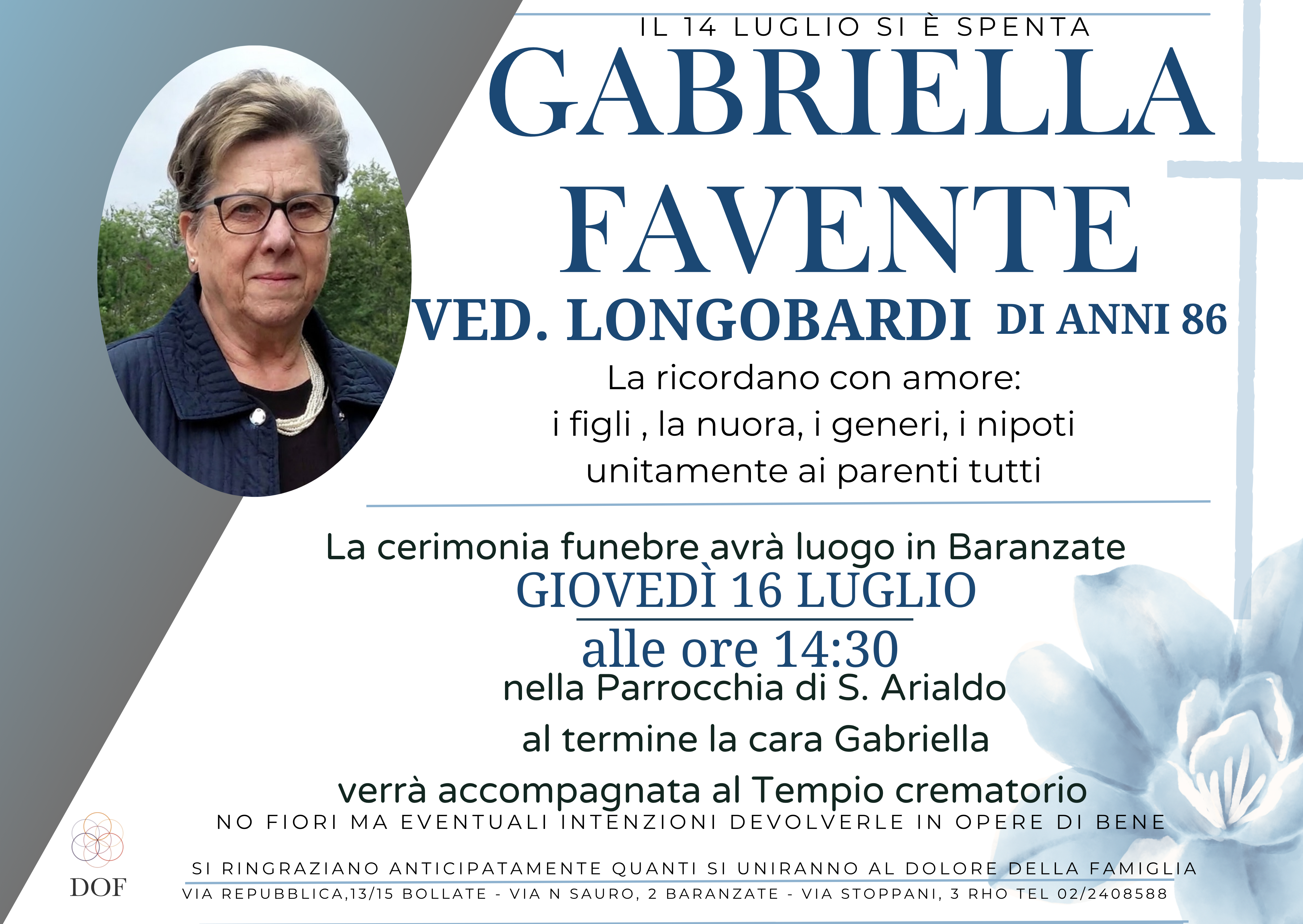 Necrologio di GABRIELLA FAVENTE