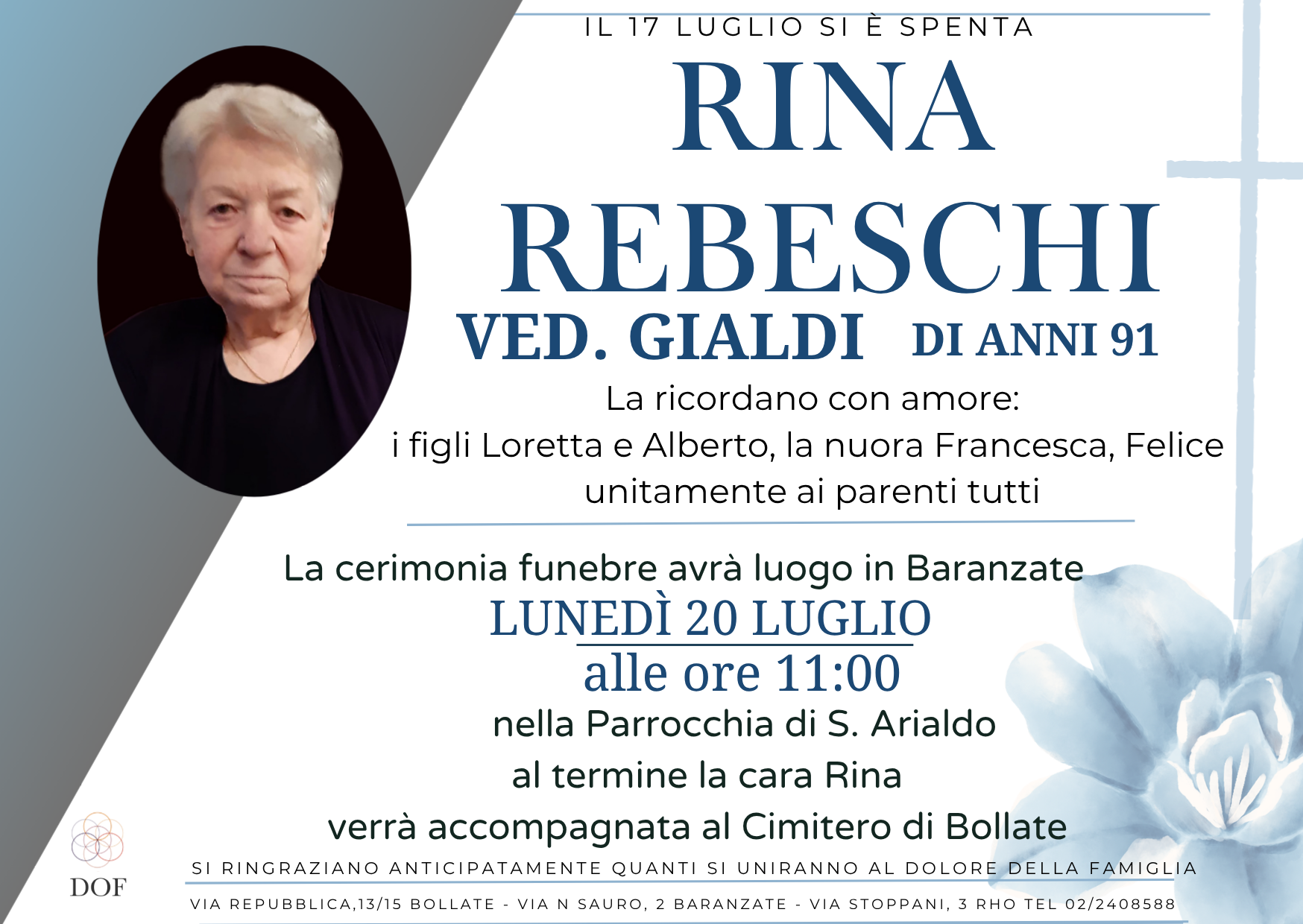 Necrologio di rina rebeschi