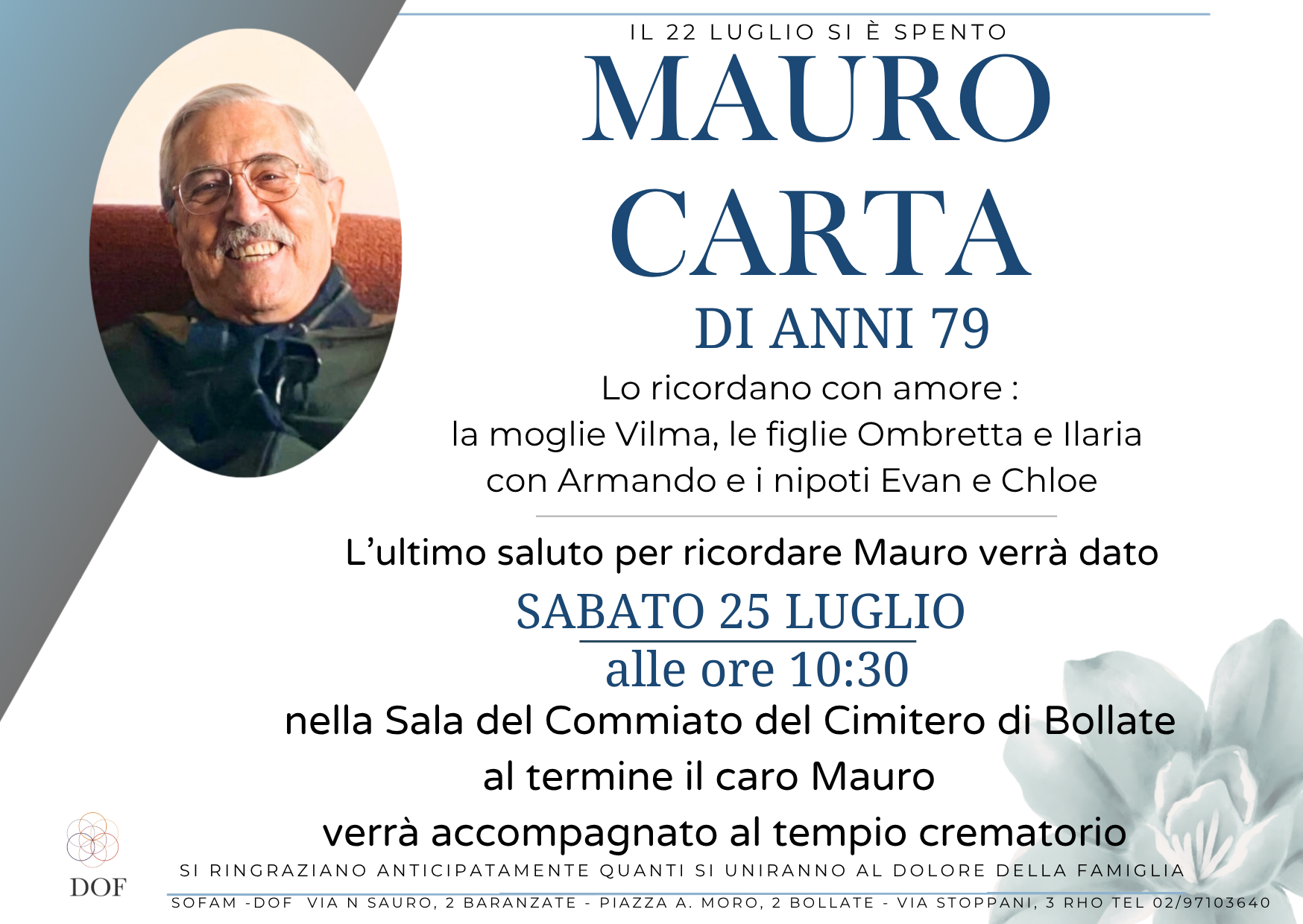 Necrologio di mauro carta