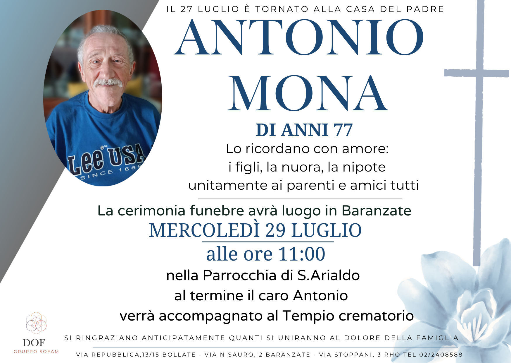 Necrologio di antonio mona