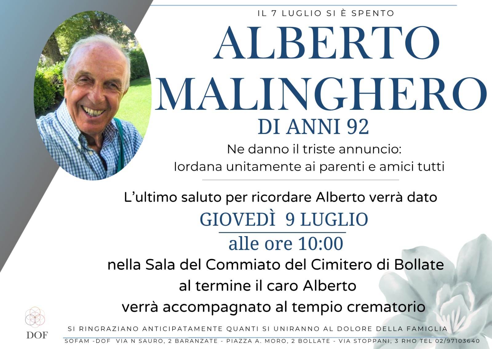 Necrologio di alberto  malinghero